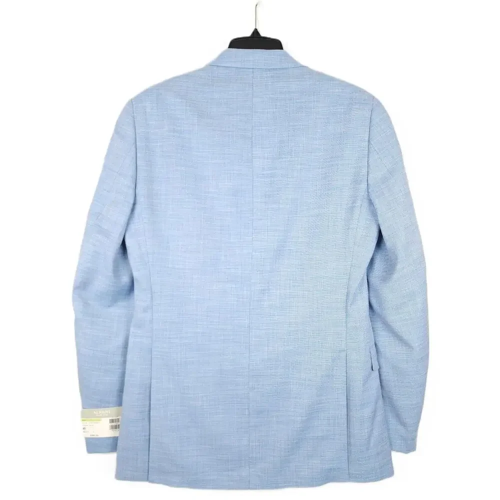 Alfani Mens Slim Fit 2 Piece Suit 38L 32x32 Blue Heather Stretch Tech Knit NWT